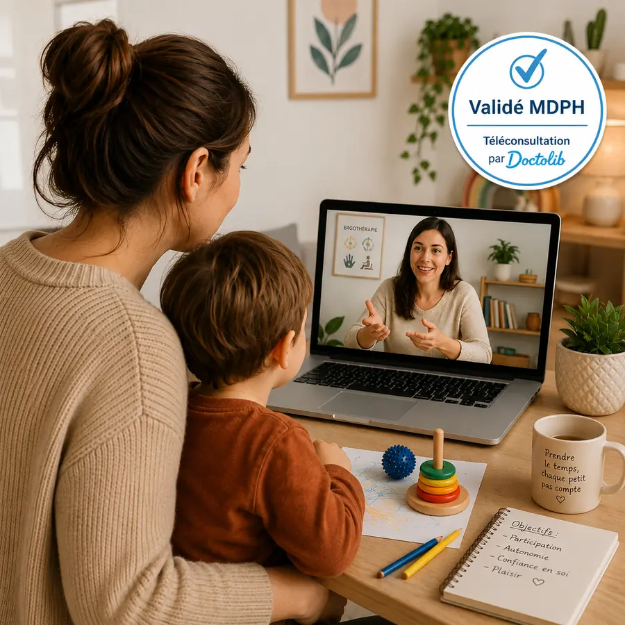 Bilan en ergothérapie en téléconsultation Doctolib pour enfant, Ergothérapeute Montpellier